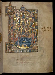 Ms 322 f.7r, Psalm 1, Initiale B, Baum von Jesse, Illustration aus dem 